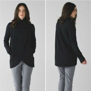 Lululemon That's A Wrap Women's Black Wrap Cardigan Thumbholes Size 8